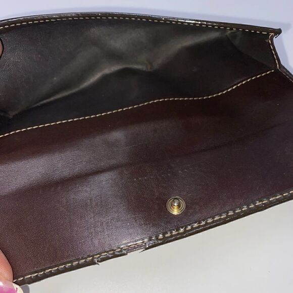 AUTHENTIC GUCCI GG Logo Canvas Leather Trim Long Clutch Wallet - Picture 4 of 10